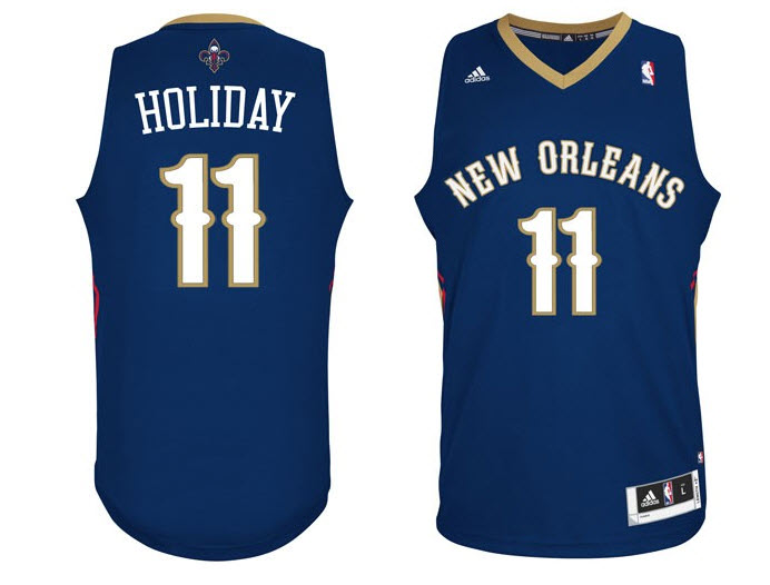 Men's  NBA New Orleans Pelicans #11 Jrue Holiday Navy Blue Jersey